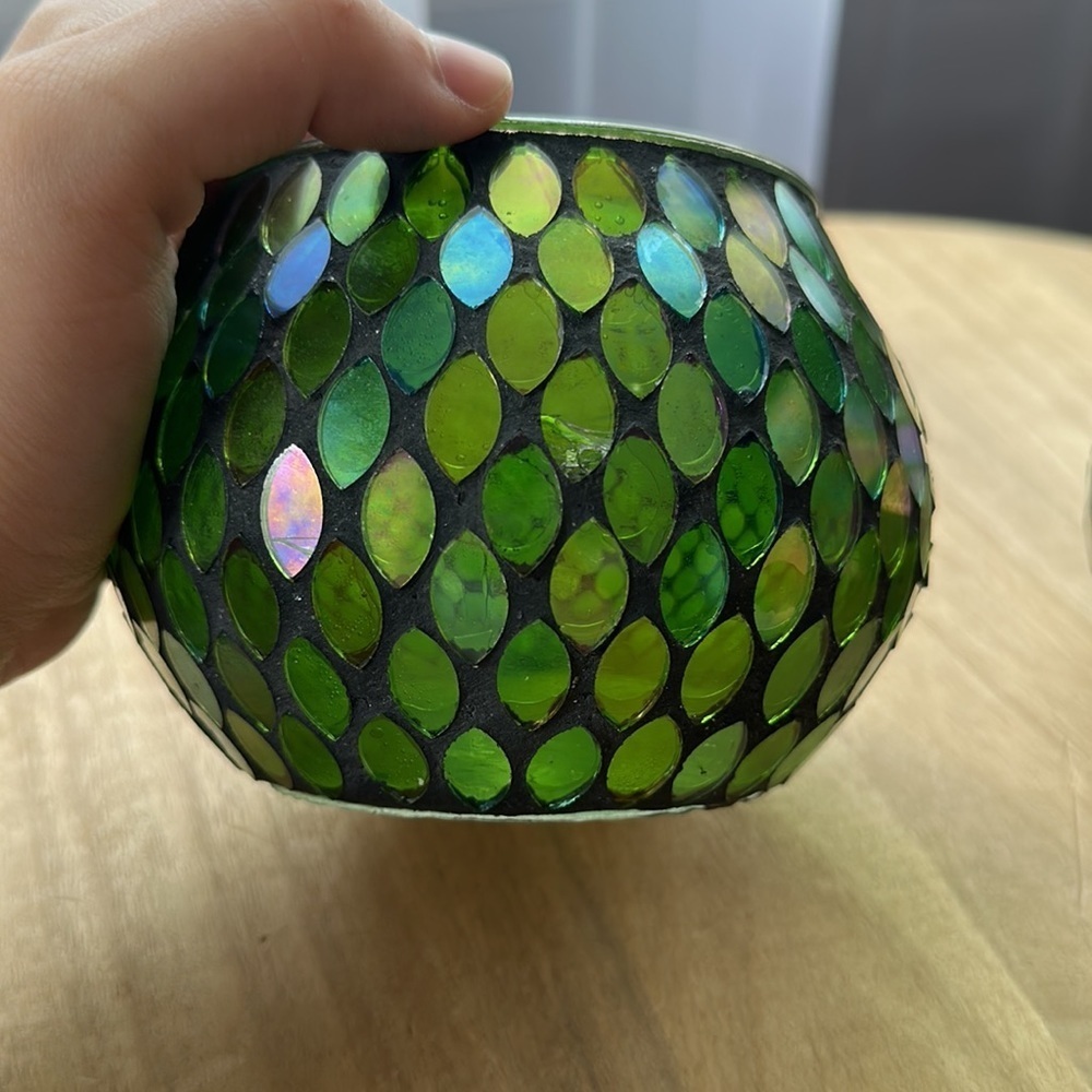 2 green and maroon mosaic candle holders! - Picture 10 of 12